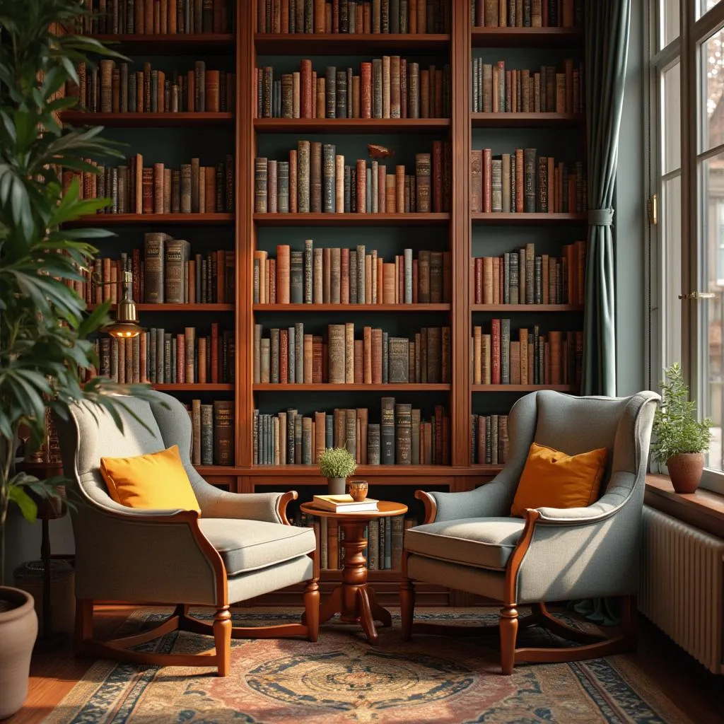 Espace de détente et bibliothèque